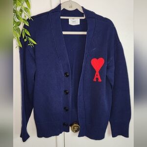 ❤️ AMI Paris Cardigan – Iconic Red Heart Logo – Navy Blue – Designer Staple ❤️